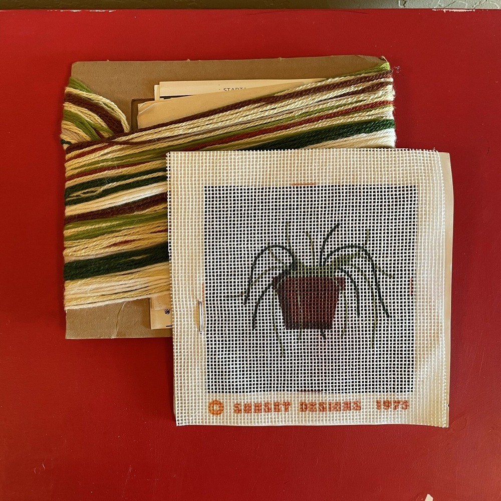 Vintage Sunset Designs Boston Fern Needlepoint Kit Unworked Circa‎ 1990
